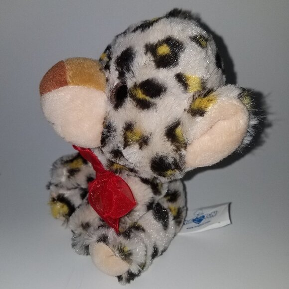 Hug Fun Jungle Leopard Plush Small 6" Stuffed Animal Toy Red Bow - Picture 4 of 8